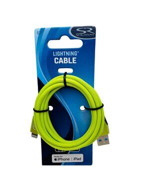 Solaray MFi Fast Charging 3ft Cable iPhone iPad USB Charging Sync Cord Neon Gree